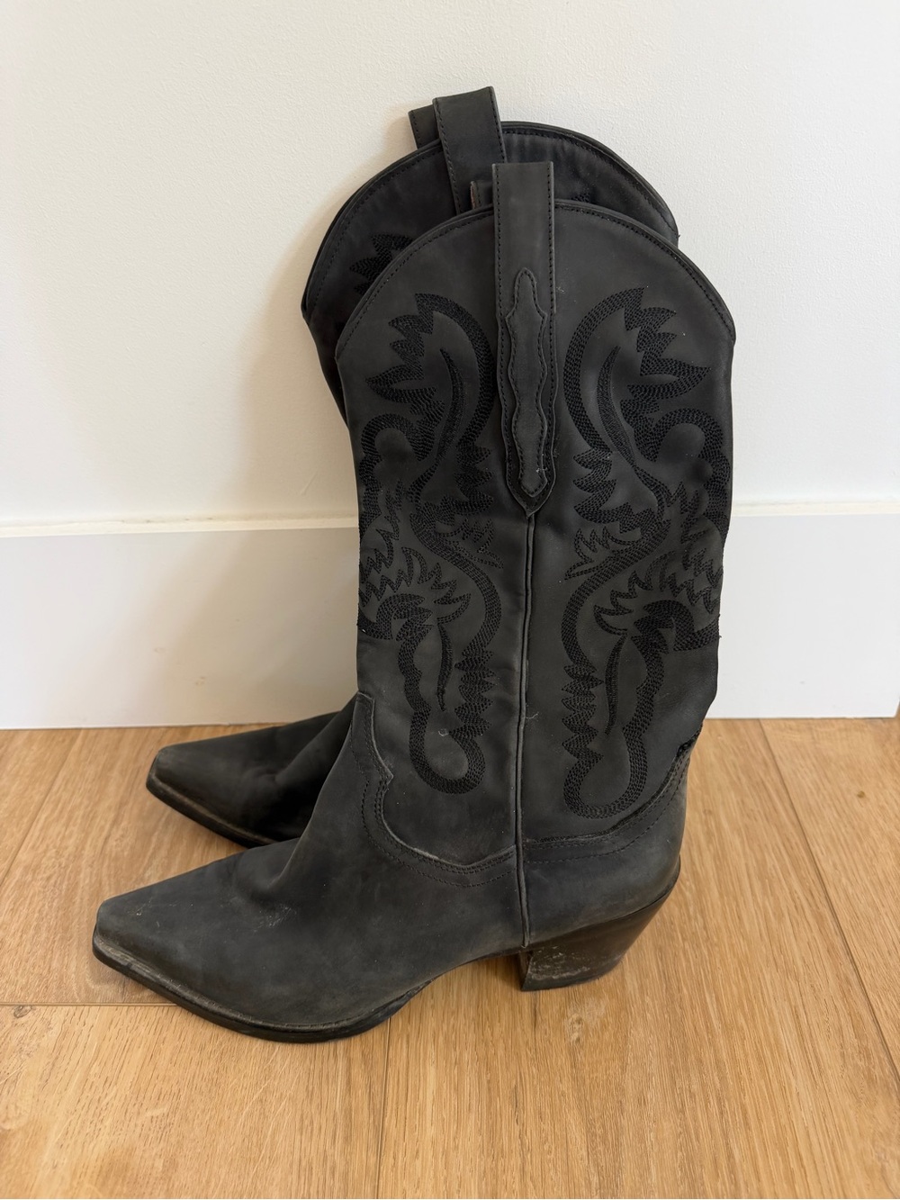 Jeffrey Campbell Black Western Cowboy Heeled Boots